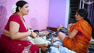 Desi Boy Hardcore Fuck with Lady Servent Infront of Step Mother