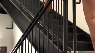 Risky Masturbation with Dildo in a Public Staircase