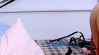 Web Cam Chat Bondage Orgasms Part 2 - Hang Weights on Pierced Pumped Pussy and Hiding Pingpong Balls Into Pussy