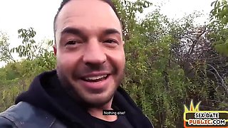 POV Blonde babe doggystyled outdoor