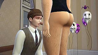Car Toon In Spooky Sims Trailer - Hunk Fucks Stepbrother - 18 Year Old Twink - Cock Sucking - Halloween Sims
