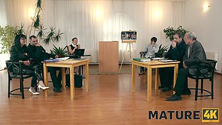 Cuckold husband watching step-granny fucks with her step-grandson