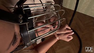 Naked babe treated as a dog
