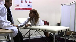 Uniform nurse CFNM get tugjob and BJ