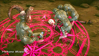 Intense Orgy with Goblins: Skinny, Curvy Slut Passionately Fucked and Drenched in Cum