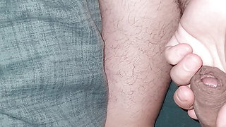 Step mom hand slip into step son thick cock