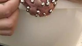 Added more 6 gauge piercings to my scrotum,  slid my finger down my urethral using my precum
