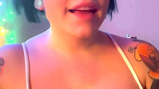 Glamour babe with big boobs masturbates in lingerie