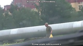 Car sex with young horny girl