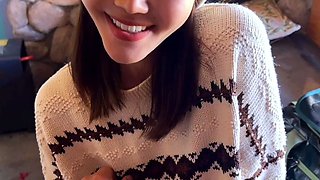 Small titted teen amateur rides dong and she loves it