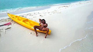 Massive juggs brunette fatty strips and jerks solo