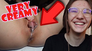 extrem CREAMY FAT PUSSY! 18yo Skinny Teen