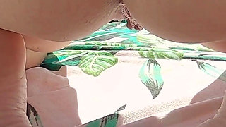 Wife Plays with Her Pussy at The Beach