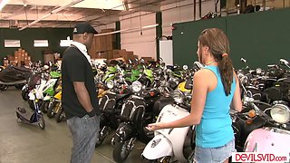 Petite Danica Dillan getting dp fucked by three black men