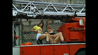 Two Amazing Young Sluts Fucked and Cummed in Mouth by Fireman with Big Cock
