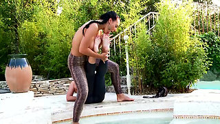 Carmen Croft and Aria Giovanni Fun Pool Party Pussy Eating and Orgasm