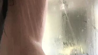 Hot ass brunette teen sucks stiff pecker under shower
