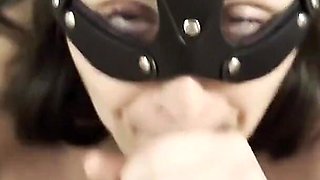 Horny Slut Takes Matters Into Her Own Hands, Jerks Him off Onto Her Face After Sucking Cock