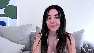 Cute curly brunette solo webcam masturbation