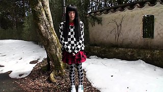 Small titted asian teen Sevil take a giant cock