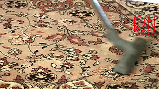 Maid Regina Noir cleans the apartment with a vacuum cleaner. 279 07 1