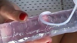 Adult Masturbates with Dildo Close up