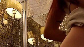 Hot and Sexy Meaty Pussy Redhead Girl Does a Show to Camera by Flashing Pussy Under Her Ripped Skirt No Panties