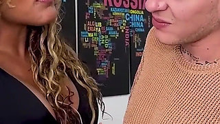 Latina MILF Boss Carla Morelli Fucks a Big White Cock