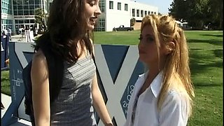 College sultry girl experiences her first time DP in this MMF video