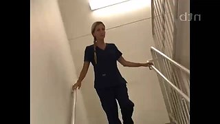 The boss visits the sexy nurse in the hospital bathroom