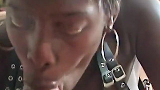 Strong Black Lady Facesits Older Male While Stroking and Sucking Him