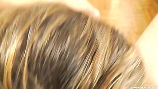 Good dick-sucking session on the knees with a hot brunette Melanie