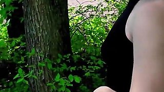 Miniature Schoolgirl Publicly in the Forest Masturbates Tight Pussy Moans Orgasm
