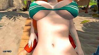 Nami relieving stress at the beach - 3D Animation by VirtualHeaven