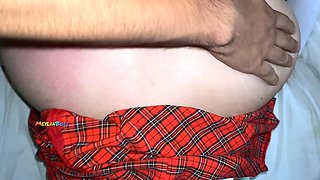 College Girl with Her Red Skirt Cut Short Screaming with Pleasure While Her Teacher Fucks Her