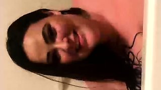 Hot brunette big boobs toying pink pussy