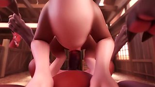 Naughty dragons are having fun in the barn 3d animated