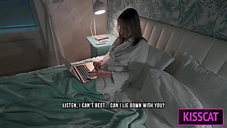 S2e5: Step Mom Helps to Cum Step Son in Share Bed While Working Till Get Pussy Creampie and Facial