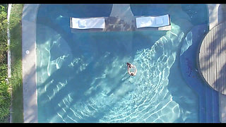 Squirt adventure alone in the pool