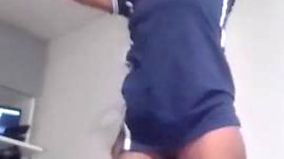 Slim Petite Ebony Milf Putting on Dress