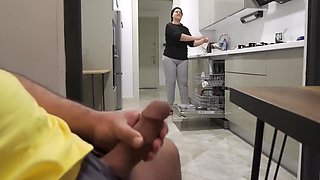 Jerking While Watching My Stepmom In The Kitchen