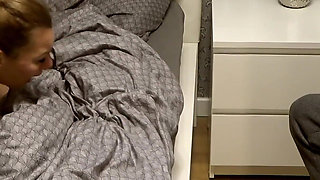 Cuckold Creampie Cleanup, Wife Fucks Neighbor in Front of Husband