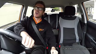 American babe bangs in British driving school