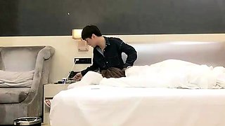 Cute amateur asian web cam girl playing with her toy