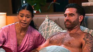 Two cute girls, Dana Vespoli and Alexia Anders, are having fun with two guys in a foursome.