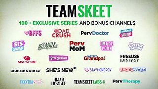 Familystrokes - stunning slut hardcore herself with sex toy gets caught by fortunate stud and starts fucking her