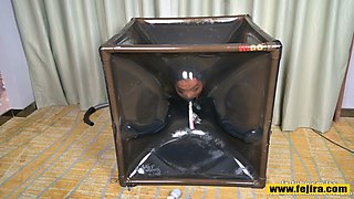 Fejira com Latex vacuum box heavy rubber femdom