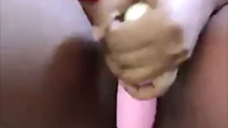 Sexy African Queen with big tits enjoying her new vibrator and squirts multiple times