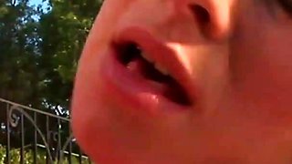 Beautiful and slutty blonde girl assfucked outdoor