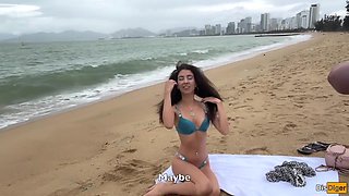 Katty West And Verified Amateurs - Babe Can I Cum On Your Tits? - Public Cock Flashing On The Beach